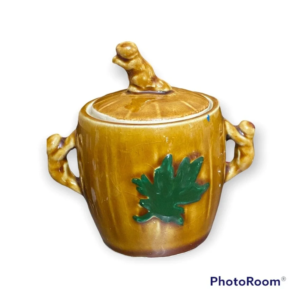 Vintage Thriftco Japan Golden Aspen Michigan Sugar Bowl Native American Chief